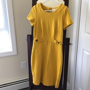 Boden mid-century midi dress in mustard. US 8 Reg
